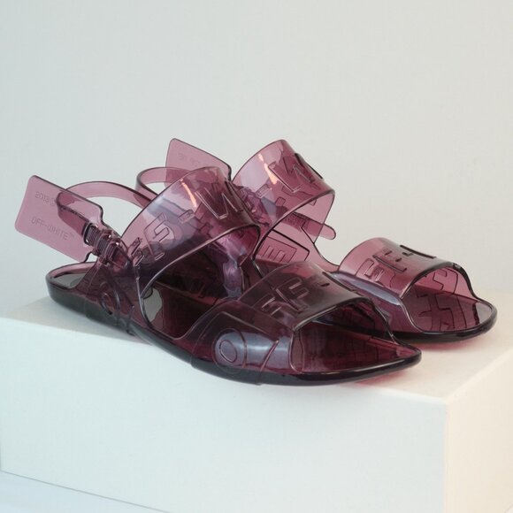 Off-White ℅ Virgil Abloh Logo Slingback Jelly Sandals, Lavender, EU 42 - Picture 2 of 12